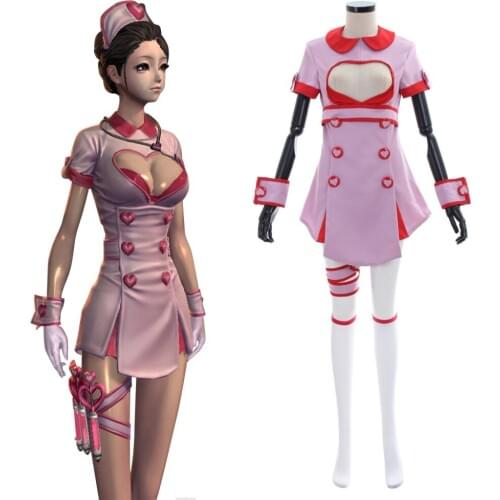 Game Blade Soul Sexy Nurse Uniform Cosplay Costume Women Battle Dress Halloween Carnival Outfit Costume With Hat Custom Made