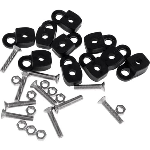 10 Pieces Round Double Hole Rope Buckle Black for Kayak Inflatable Boat