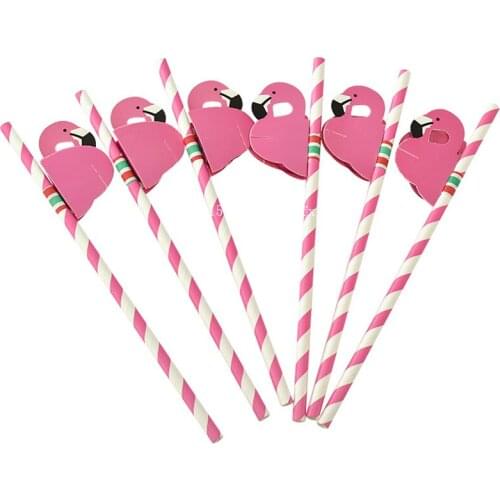 1000pcs 3D Flamingo Straws Bendy Flexible Paper Drinking Straws Kids Birthday Wedding Party Decoration Supplies Drink Straw