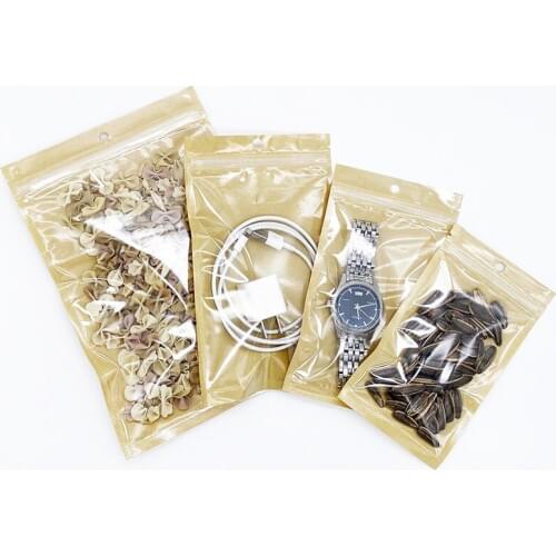 1000Pcs/Lot Clear Plastic Ziplock Kraft Paper Bag 10 Sizes Pouches Transparent Zipper Package Bags for Snack Candy Sugar Storage