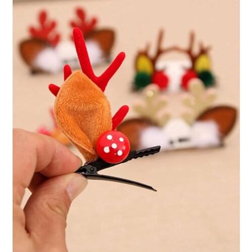 2Pcs / Set Kids Santa Elk Horn Hairclips Girls Christmas Hairpin Children Hair Clips Pin Christmas Decorations Cosplay Gift