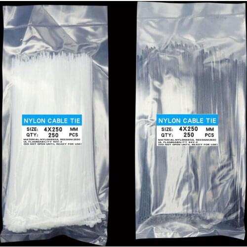 250PCS 4x250mm Self-locking Nylon Cable Ties cable tie Assorted multicolor Plastic Zip Tie Loop Wire Wrap Zip Ties white black