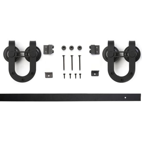 3.3 FT High Cost-Effective Black Carbon Steel REAL Mini Rustic Barn Door Hardware Track Kit for Kitchen Bathroom Cabinet Door