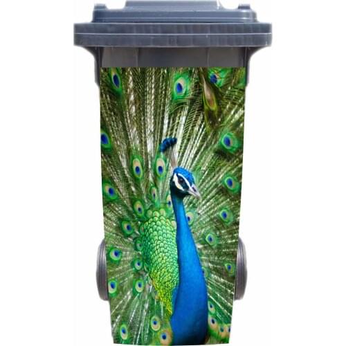 3D Beautiful Peacock Rubbish Bin Sticker Wallpaper mural Wall Print Decal Removable Wall Mural Photo self adhesive Gift