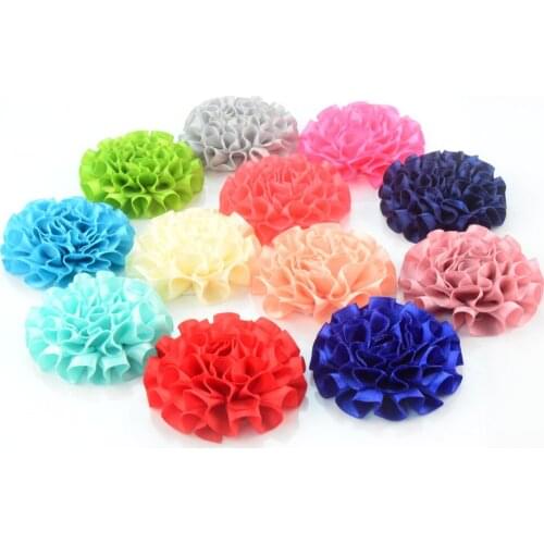 50pcs/lot DIY Appliques Fluffy Ruffled Cloth Flowers for Girls Headbands Accessories All Color In Stock FH40