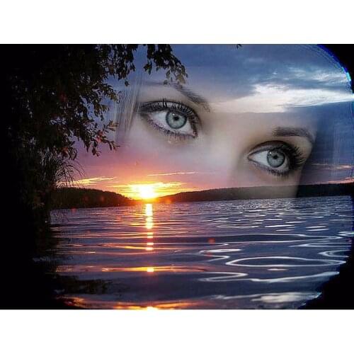 5D DIY Diamond Painting Landscape Cross Stitch Beautiful Sunset Woman Needlework Home Decorative Full Square Diamond Embroidery