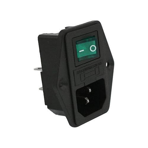 AC 10A 250V IEC320 C14 Inlet Module with Neon Lamp Rocker Switch and Fuse Holder