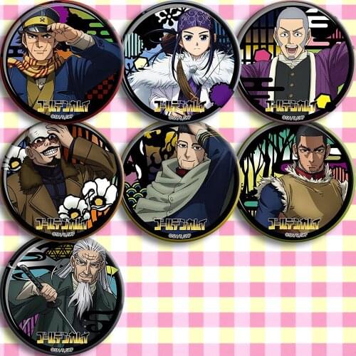 Anime Golden Kamuy Sugimoto Saichi Kochoube Asuko Cosplay Badge Cartoon Garniture Bedges For Backpack Bags Brooch Pin Toy Gifts