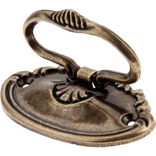Antique Bronze Pull Handle 78*43mm Vintage Pull Drawer Cabinet Jewelry Box Decorative Retro Knob Furniture Hardware w/screw