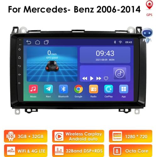 Android 10 Car radio Multimedia Player For Mercedes Benz W245 W169 W639 2006-2014 2G+32G WIFI 2 Din GPS Autoradio Navi 4G LTE