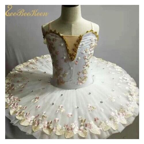 Bailarina Ballet Stage Shows Costume For Adult Ballet Professional Dancewear Girl Tutu Ballet pink/rose/purple Flower lace Dress