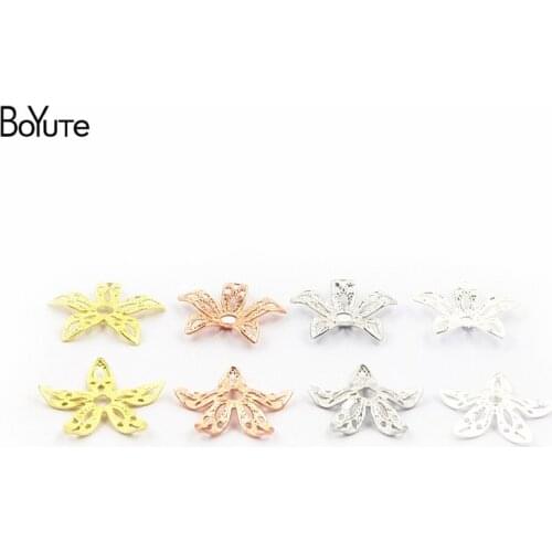 BoYuTe 200 Pcs 15MM 7 Colors Filigree Flower Charms Wholesale Brass Material DIY Jewelry Vintage Bronze Charms