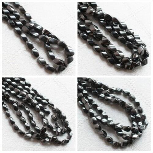 4-16mm Natural Hematite 4sides Twist Loose Beads 16inch/98pcs,Beads For DIY Jewelry Making,He65