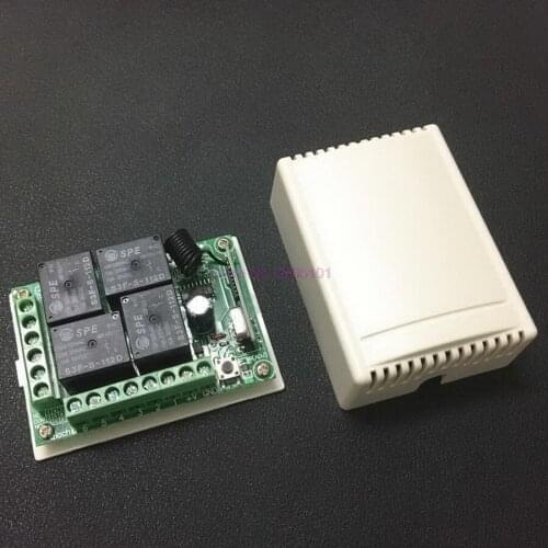 Dhl or fedex 50pcs 433Mhz Wireless Remote Control Switch DC 12V 4CH relay Receiver Module For 4CH 1527 learning code Transmitter