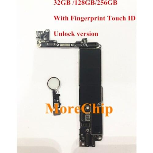For iPhone 7 7G OK Board Unlocked Motherboard With Fingerprint Touch ID Free Clean Mainboard Logic Board 100% Good Working