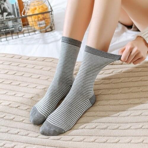 DOIAESKV 2 Pairs/lot Fashion Women Funny Socks Cotton Striped Letter Schoolgirl Casual Long Happy Casual Breathable Ladies Socks