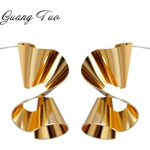 ES2204 Metal Earrings For Women Twisted Irregular Rotating Stud Earrings Exaggerated Catwalk Personality Trendy Jewelry Gift