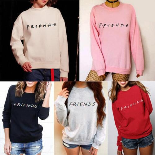 Brand New 2019 Womens 5 Colors Letters FRIENDS Print Long Sleeve Hoodie Sweatshirt Ladies Slouch Pullover Jumper Tops S M L XL