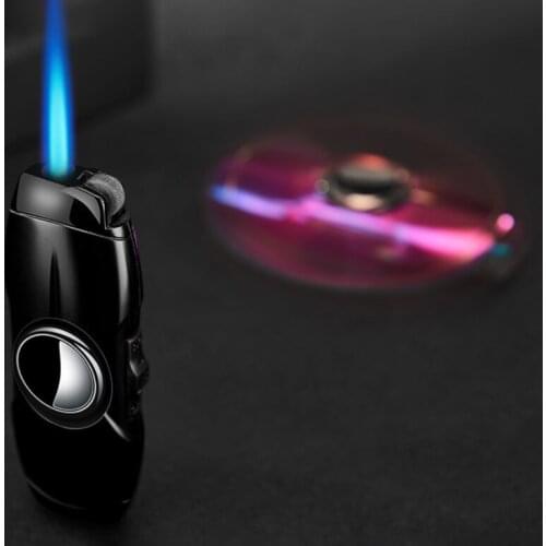 Gas Lighter Fingertip Rotating Top Creative Mirror Straight Into Butane Windproof Smoking Lighter Gadgets for Cigar Cigarettes