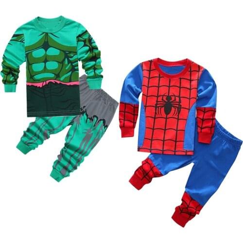 Spiderman Children Clothing Sets Boys Clothes Kids Clothing Suits Cotton Baby Girls Cotton Cool Cartoon Spring Autumn Pyjamas