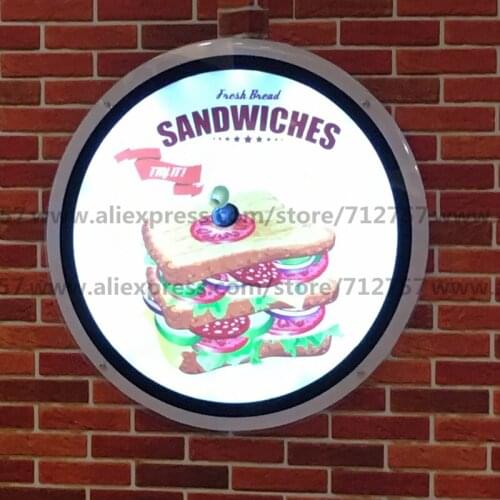 Round acrylic frame led illuminated menu panels wall mounted for restaurant / fast food store
