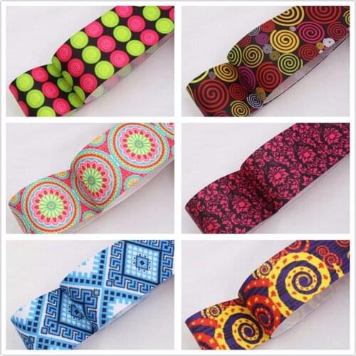 16105H53 , 38MM flowers Geometric patterns Printed grosgrain ribbon, DIY handmadeHair accessories Material wedding gift wrap