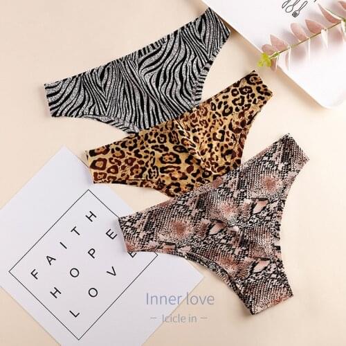 Summer Ice Silk Seamless Women Underwear Sexy Leopard Print Sports Yoga Briefs Fashion Low-Rise Soft Breathable Panties
