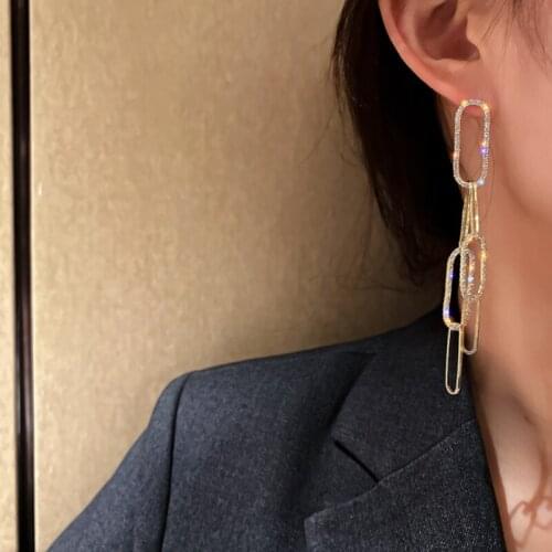Summer new style personality creative paper clip pendant earrings luxury fashion casual banquet party earrings for women