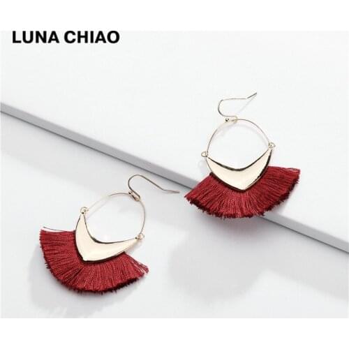 LUNA CHIAO Fashion Accessories Jewelry Fringed Tassel Statement Earrings Metal Drop Earring for Women