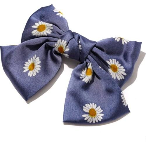 Trendy Daisy Barrette Bow Hairpin Hair Satin Ribbon Super Fairy Girl Sunflowers Hair Accessories Flowers Clip