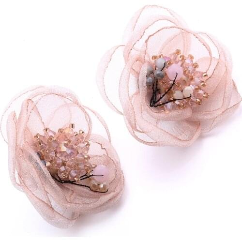 Fashion Lace Flower Earrings Pink Silk Yarn Dangle Earrings for Woman Girl Beauty Charm Jewelry