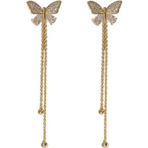 Fashion Butterfly Tassel Drop Earrings Wedding Bridal Accessories Vintage Jewelry Modern Party For Women Trendy Dangle Earrings