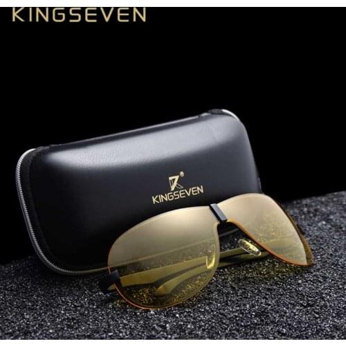 KINGSEVEN HD Night Vision Glasses Polarized Men Classic Aluminium Magnesium Yellow Lens Sunglasses for Driving Safe Gafas De Sol