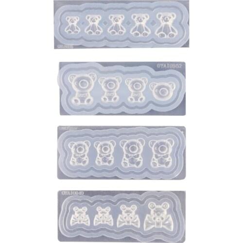 2021 New Crystal Epoxy Resin Mold Nail Carving 3D Bear Silicone Mould DIY Nails Stencils