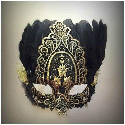 New Ladies Fancy Dress Party Black Feather Masquerade Mask