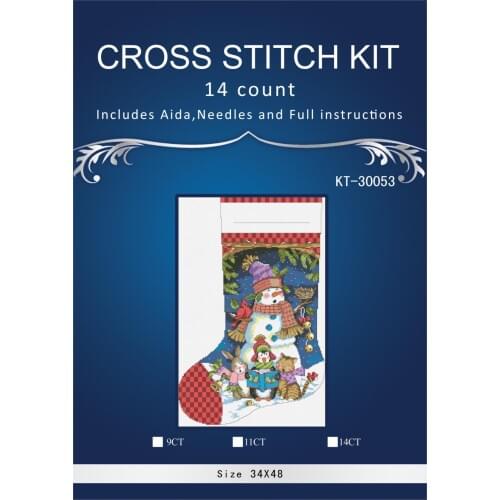 Oneroom Snow birds christmas sock Embroidery Crafts Needlework 14CT Unprinted Arts Cross Stitch Kits DMC DIY Quality 28