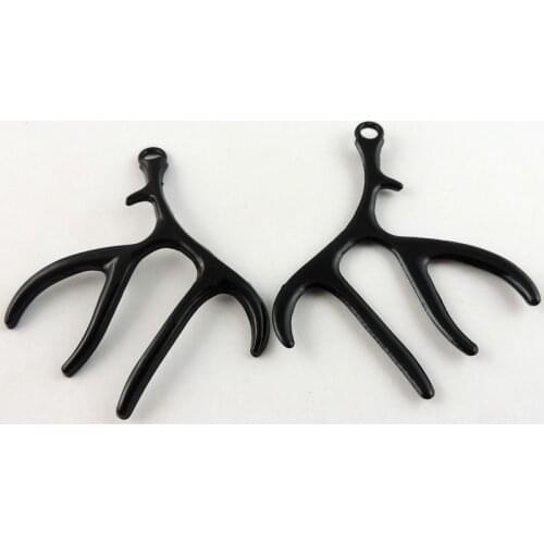 12pcs/pack Vintage Necklace Pendant Punk Man Jewelry Retro Vintage Alloy Black Deer Antler Charms Jewelry Decor 51*46*3mm 38816