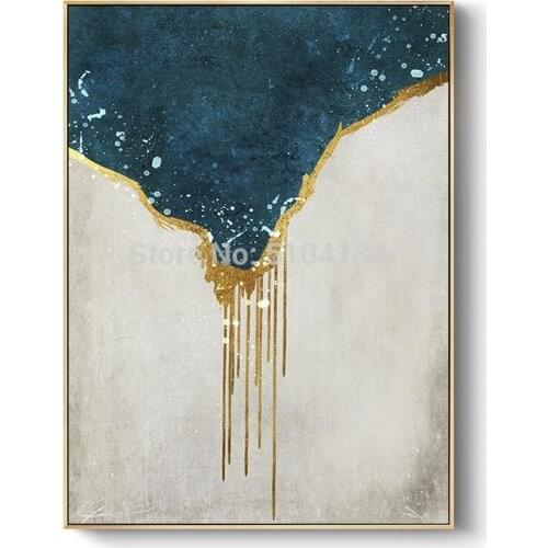 POP Modern Quality High 100% handmade abstract oil painting on canvas with gold foil for living room home decor unframed