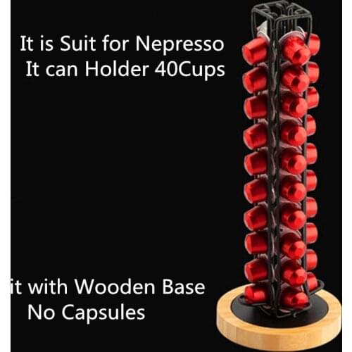 Practical Coffee Capsules Storage Pod Holder Fits For 40 Nespresso Capsules With Wooden Base Dispensing Tower Stand 2021 Band