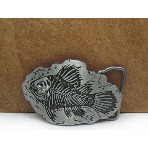 BuckleClub zinc alloy fish skull belt buckle western jeans gift cowboy belt buckle FP-03123 for men 4cm width loop drop shipping