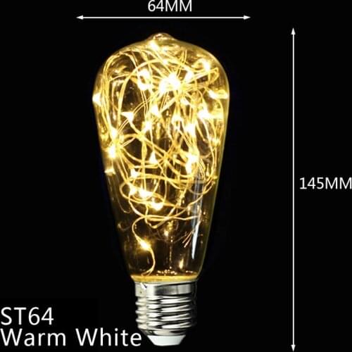 Retro Lamp E27 Copper Wire Lamp Warm White 2300K Gypsophila Decorative Lamp Edison Bulb AC85-265V1.5W LED Energy Saving Bulb
