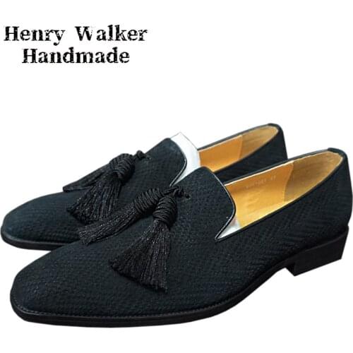 Luxury Brand Men Tassel Loafers Black Casual Shoes Business Office Wedding Men Dress Shoes Slip On Comfortable Men Formal Shoes