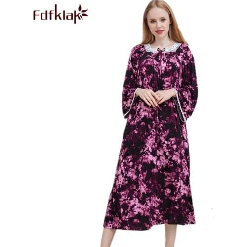 Fdfklak spring autumn new design night dress women sleepwear sleeping dress nightdress long nightgowns women 2 styles Q1536