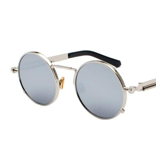 Vintage Round Punk Sunglasses Mens Spring Metal Steampunk Mirror Sun Glasses For Women Retro Personality Eyewear