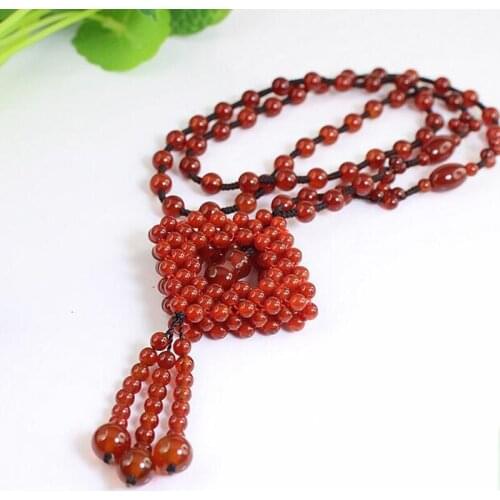 Womens new natural agate sweater chain long necklace spring and summer Baitao jewelry necklace jade jewelry necklace popular Ne