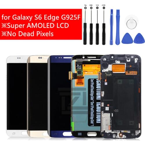 AMOLED For Samsung Galaxy S6 Edge lcd display touch Screen Digitizer Assembly with frame G925 G925F SM-G925F repair parts