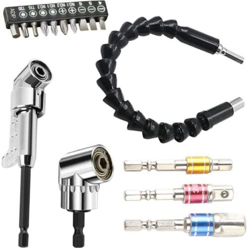 1/4" 3/8" 1/2 Bit Set Hex Shank Adjustable 105 Degree Right Angle Driver Screwdriver Tools Set For Power Drill Screwdriver Bits