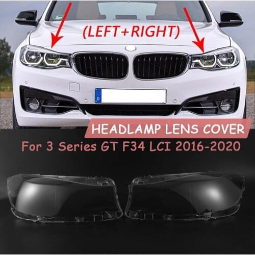 1 Pair For-BMW 3 Series GT F34 LCI 2016-2020 Car Headlight Lens Cover Transparent Lampshade Shell Glass Left+Right