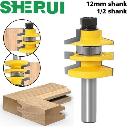 1PC 1/2" 12mm Shank Bevel Stacked Rail and Stile Router Bit Wood Cutting Tool woodworking router bits