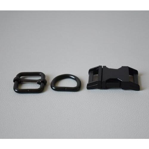100 Suit 20mm (Metal Buckle+Adjust Buckle+D Ring/Set) Manufacturer Zinc Alloy Black High Quality Plated